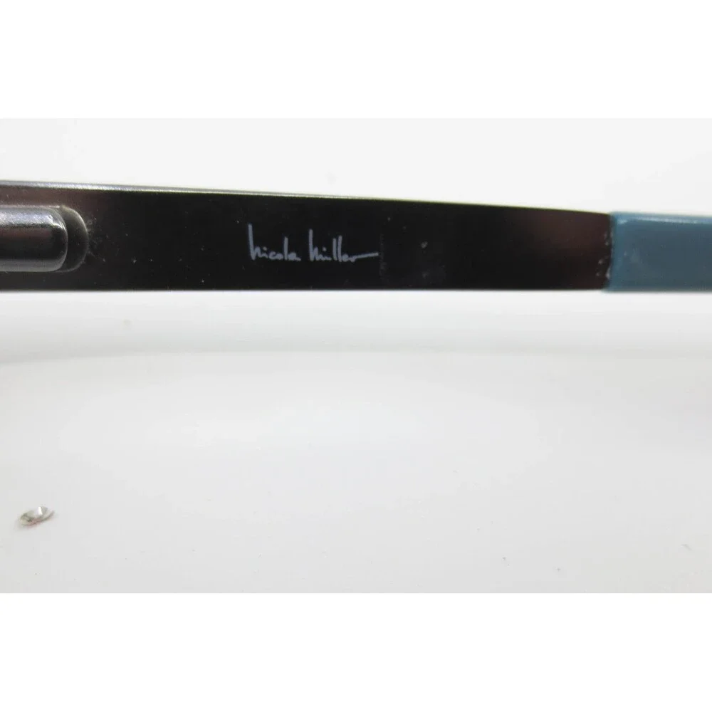 Nicole Miller Rectangular Eyeglasses Teal Blue Patterned Temples 51-15-140 35416